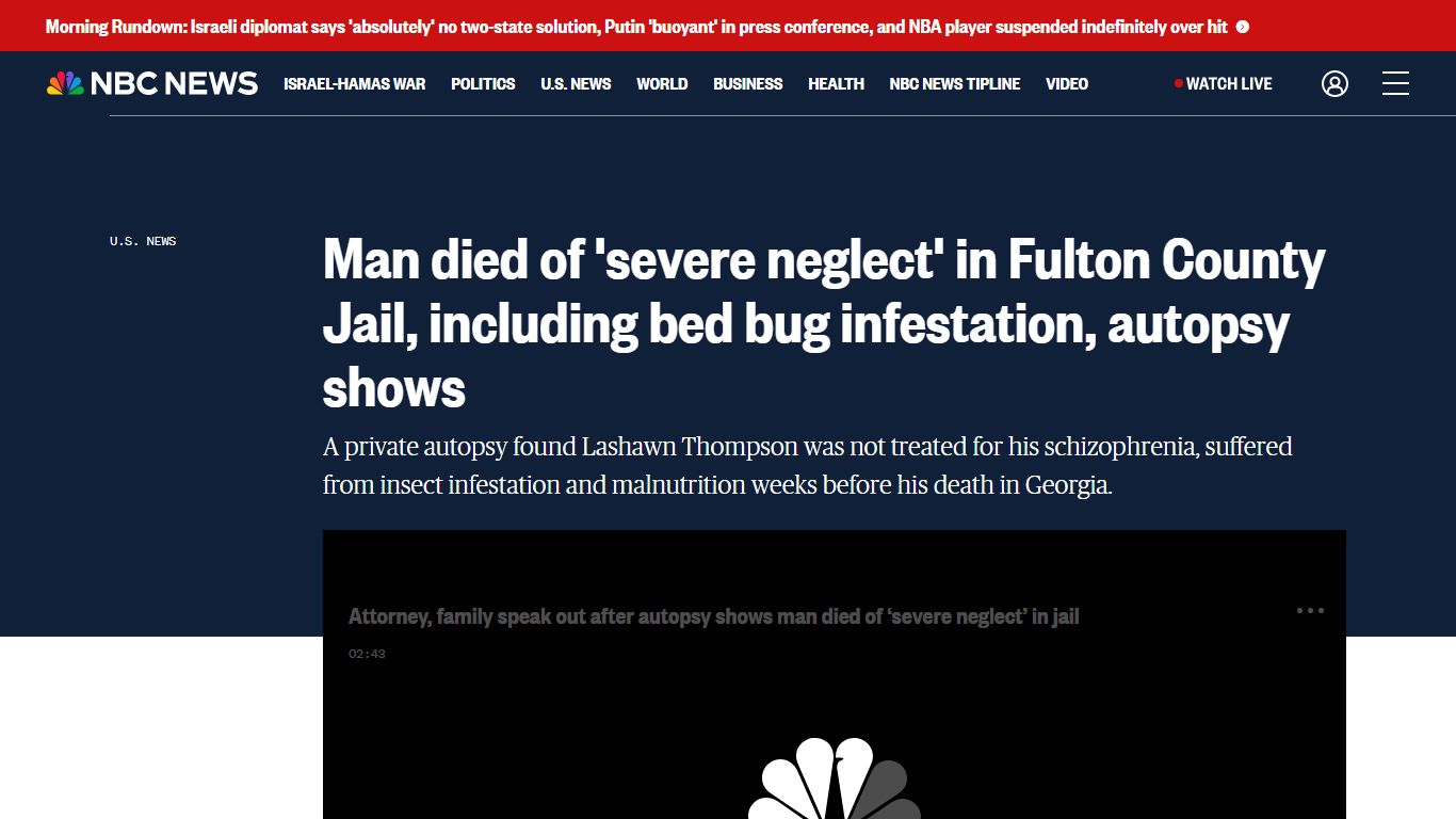 Man died of 'severe neglect' in Fulton County Jail, including bed bug ...