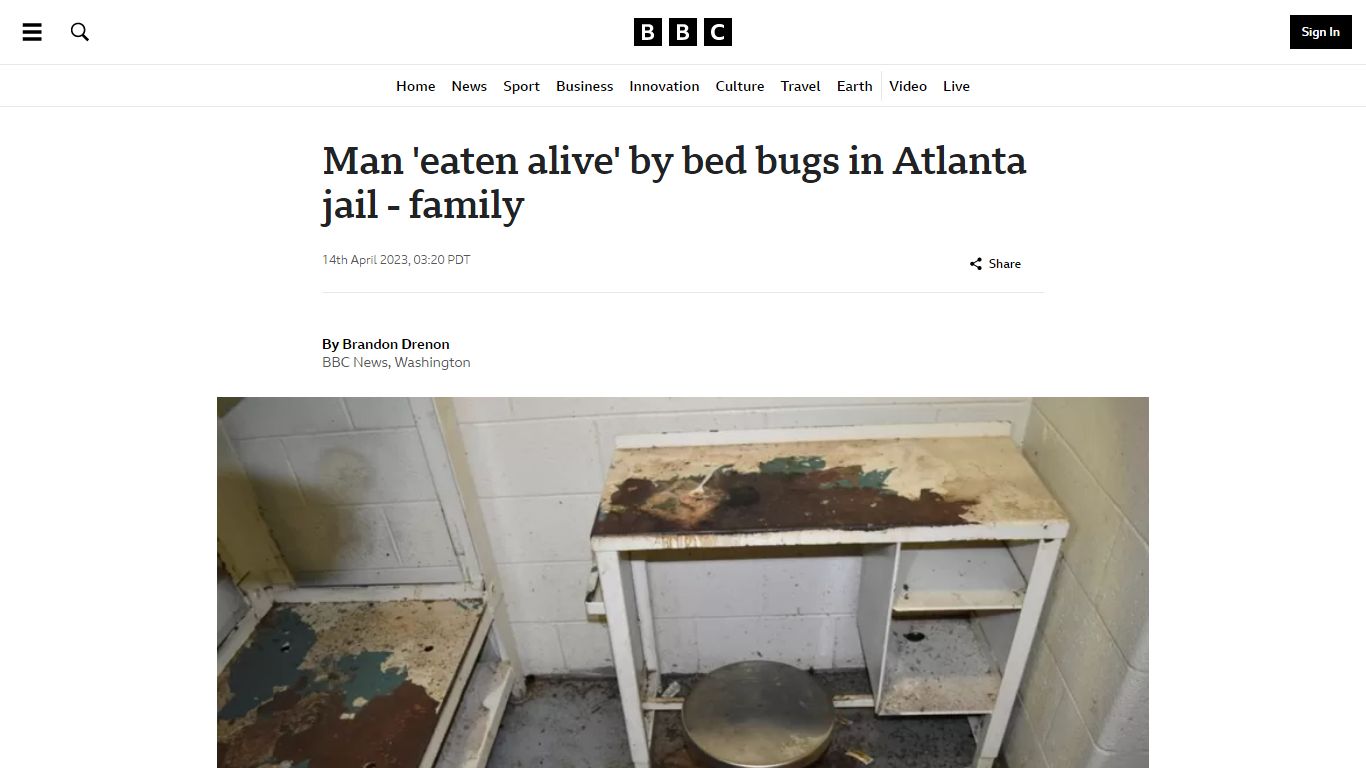 Man 'eaten alive' by bed bugs in Atlanta jail - family - BBC